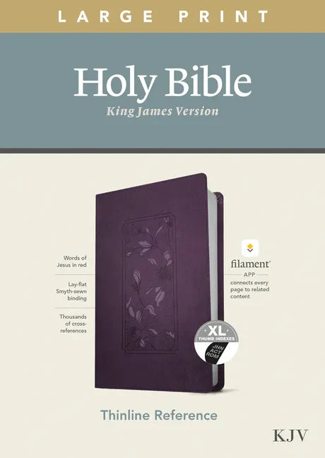 KJV Large Print Thinline Reference Bible, Filament Enabled Edition (Red Letter, Leatherlike, Floral/Purple, Indexed) - Imitation Leather