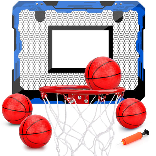 Indoor Mini Basketball Hoop Set Upgrade Wall Mount Basketball Hoop for Wall Yard Outdoor Over Door Room Hoops Game with 4 Balls Shatter Resistant Backboard -Complete Accessories Included