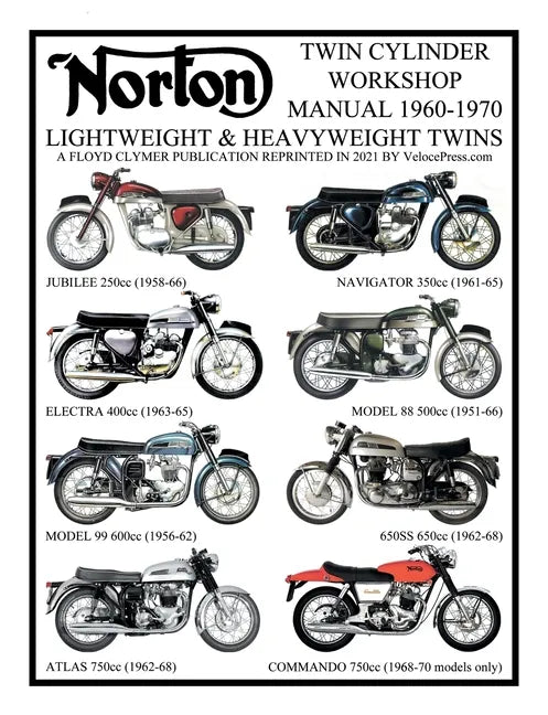 NORTON 1960-1970 LIGHTWEIGHT AND HEAVYWEIGHT "TWIN CYLINDER" WORKSHOP MANUAL 250cc TO 750cc. INCLUDING THE 1968-1970 COMMANDO - Paperback