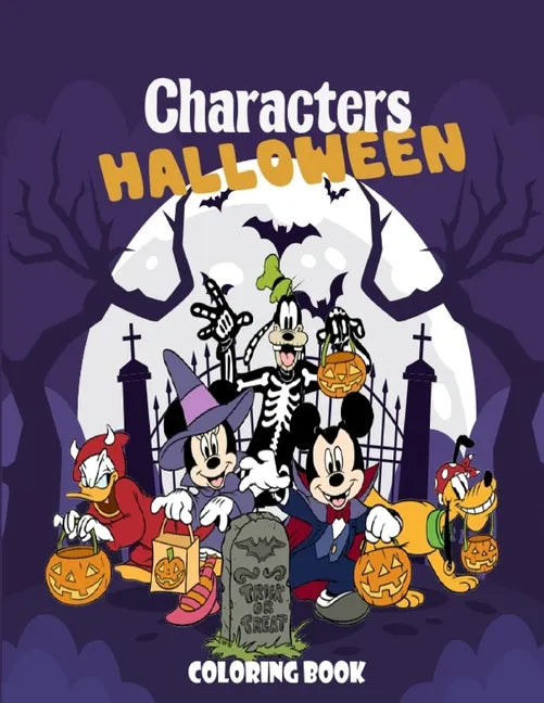 Characters Halloween Coloring Book: Wonderful Halloween coloring book. Lots of fun and easy cartoon character designs for kids, toddlers and preschool - Paperback