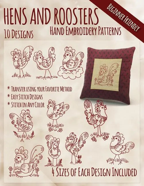 Hens and Roosters Hand Embroidery Patterns - Paperback