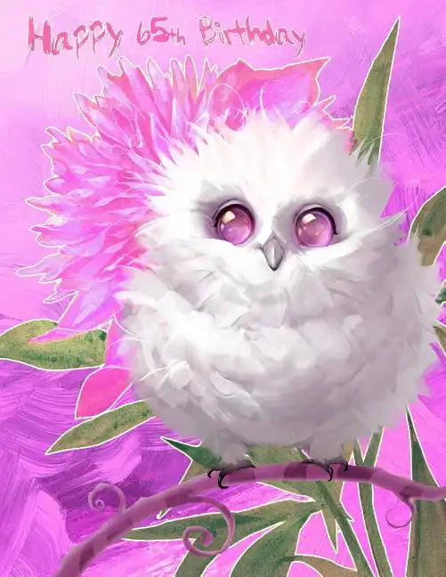 Happy 65th Birthday: Large Print Address Book with Pretty Snow Owl Design. Way Better Than a Birthday Card! - Paperback