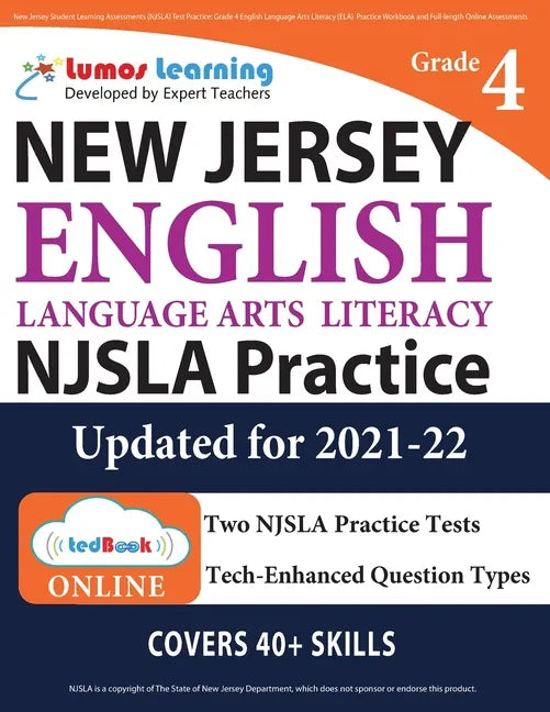New Jersey Student Learning Assessments (NJSLA) Test Practice: Grade 4 English Language Arts Literacy (ELA) Practice Workbook and Full-length Online A - Paperback