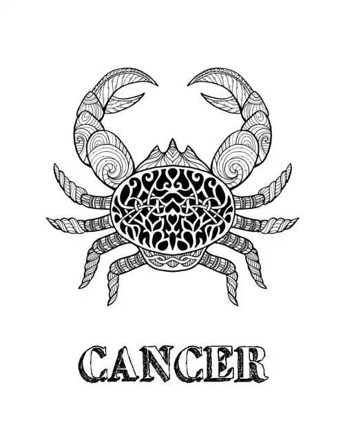 Cancer: Coloring Book with Three Different Styles of All Twelve Signs of the Zodiac. 36 Individual Coloring Pages. 8.5 x 11 - Paperback