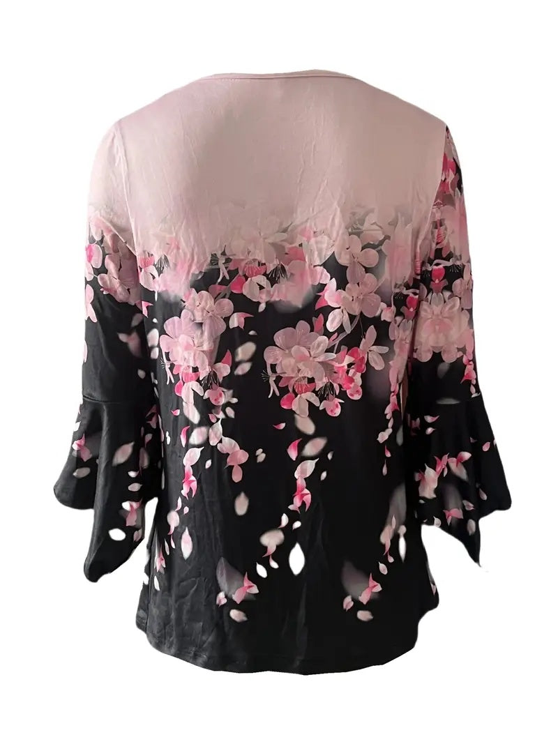 πΈ Asymmetrical Spike Button 3/4 Sleeve T-Shirt β Effortless Chic