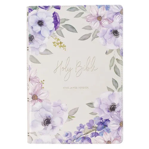 KJV Bible Giant Print Full-Size Faux Leather Floral - Leather