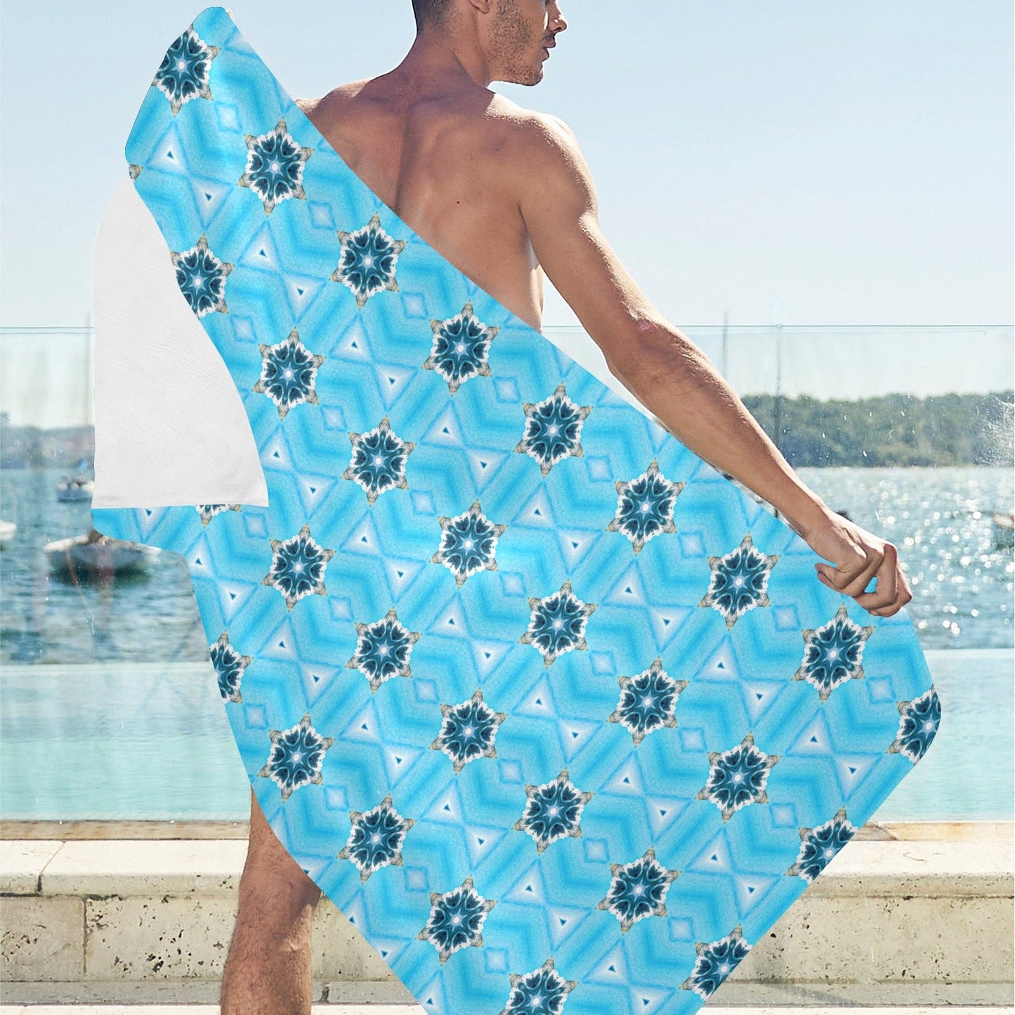 Blue Diamond Abstract Pattern Beach Towel - 30"x 60" (Made in USA)