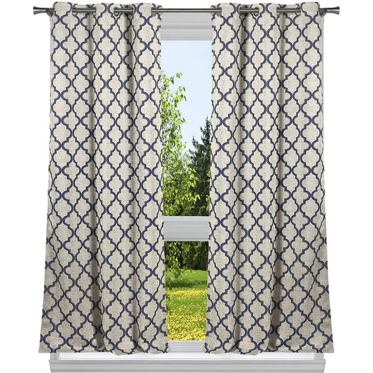 2-Pack: Heavy Geometric Blackout Grommet Window Curtain Pair Panel