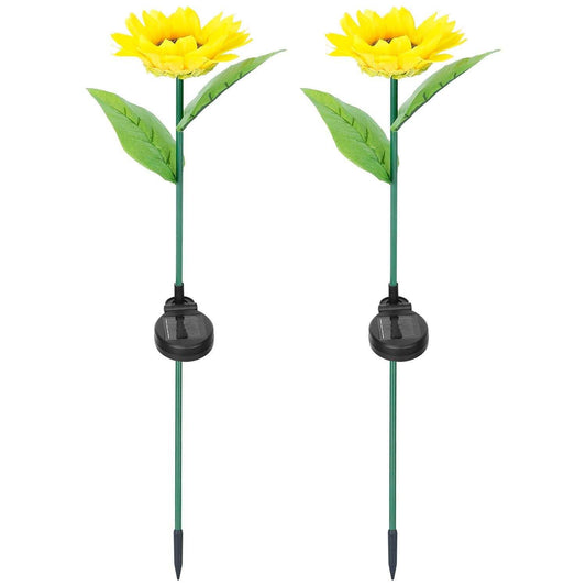 2-Pack: Solar Powered Sunflower Lights LED Decorative Stake Lamp