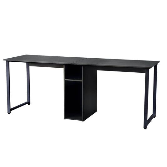 2-Person Metal Desk with Open Shelves