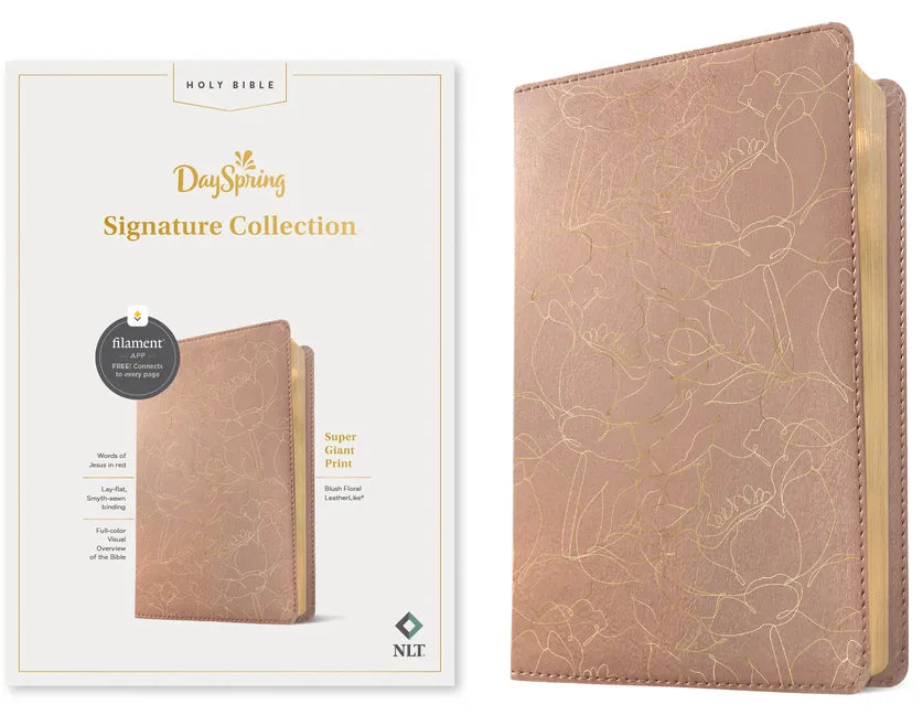 NLT Super Giant Print Bible, Filament Enabled (Leatherlike, Blush Floral, Red Letter): Dayspring Signature Collection - Imitation Leather