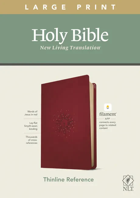 NLT Large Print Thinline Reference Bible, Filament Enabled Edition (Red Letter, Leatherlike, Berry) - Imitation Leather
