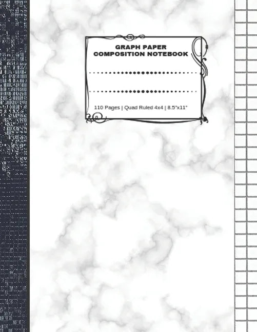 Graph Paper Composition Notebook: 110 Pages - Quad Ruled 4x4 - 8.5" x 11" Marble Large Notebook with Grid Paper - Math Notebook For Students - Paperback