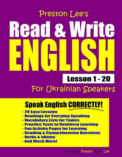 Preston Lee's Read & Write English Lesson 1 - 20 For Ukrainian Speakers - Paperback