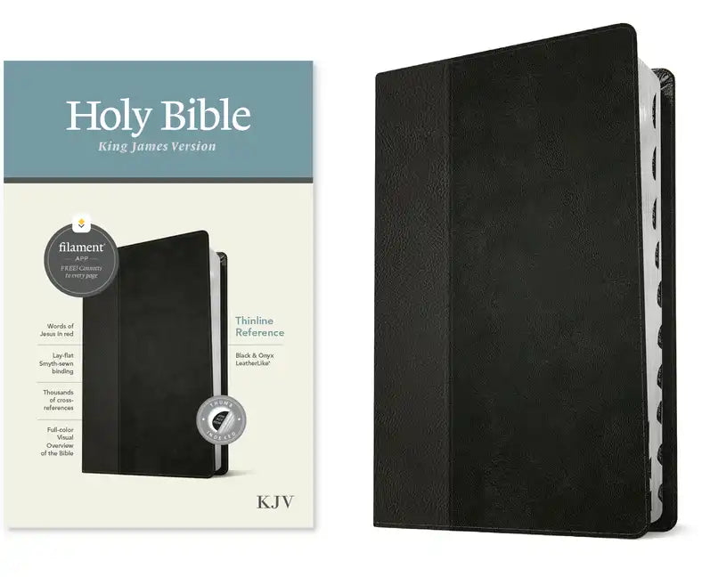 KJV Thinline Reference Bible, Filament Enabled (Leatherlike, Black/Onyx, Indexed, Red Letter) - Imitation Leather