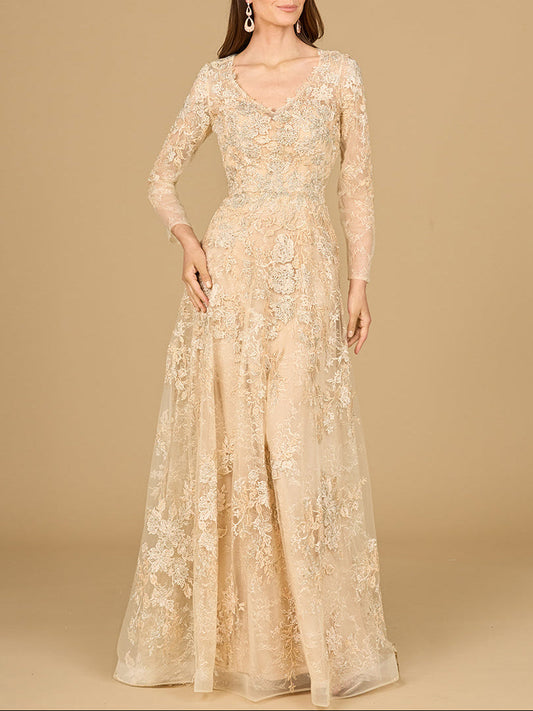 Lace Ballgown with Long Sleeves