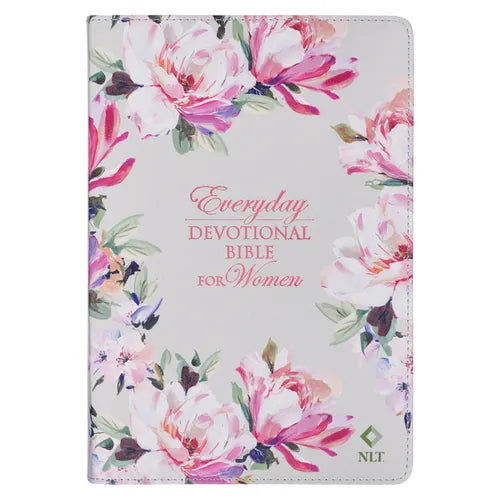NLT Holy Bible Everyday Devotional Bible for Women New Living Translation, Vegan Leather, Pink Floral Printed - Leather