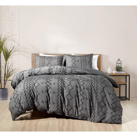 3-Piece Set: Bibb Home Tufted Clipped Duvet Cover