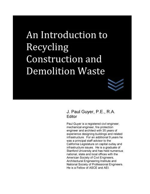An Introduction to Recycling Construction and Demolition Waste - Paperback