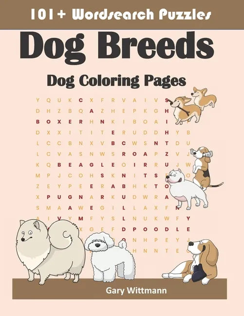 101+ Word Search Puzzles Dog Breeds: Dog Coloring Pages - Paperback