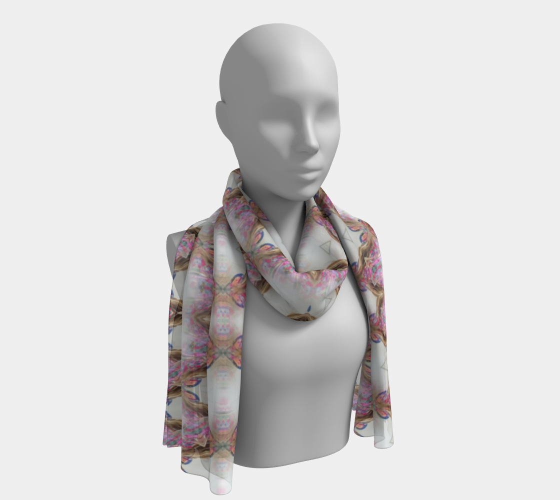 Pink and Gold Pattern Long Silky Scarf