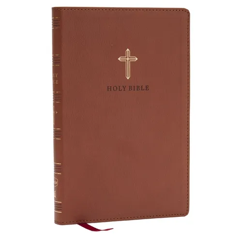 NKJV Holy Bible, Ultra Thinline, Brown Leathersoft, Red Letter, Comfort Print - Imitation Leather