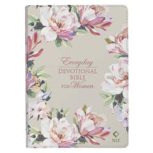 NLT Holy Bible Everyday Devotional Bible for Women New Living Translation, Vegan Leather, Pink Floral Printed - Leather