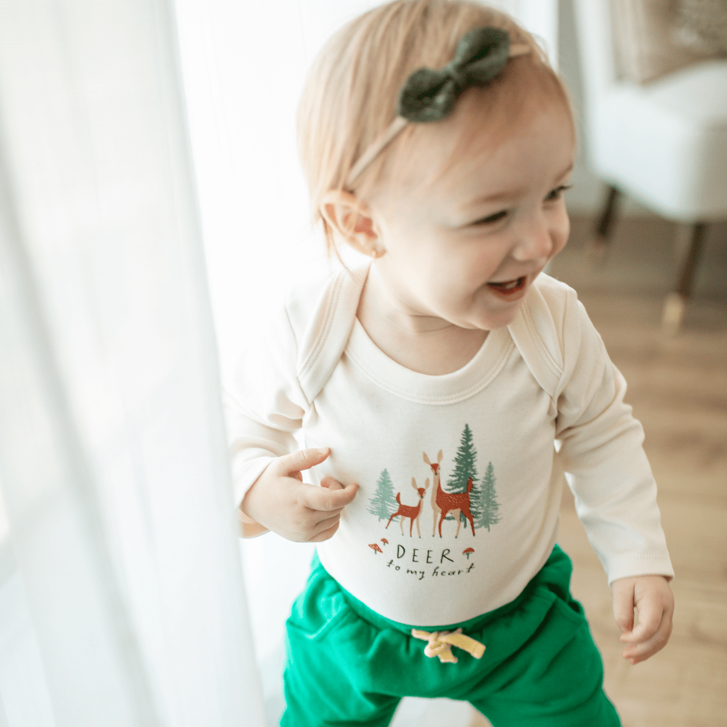 long sleeve graphic bodysuit | deer to my heart