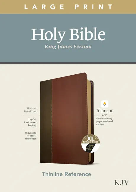 KJV Large Print Thinline Reference Bible, Filament Enabled Edition (Red Letter, Leatherlike, Brown/Mahogany, Indexed) - Imitation Leather