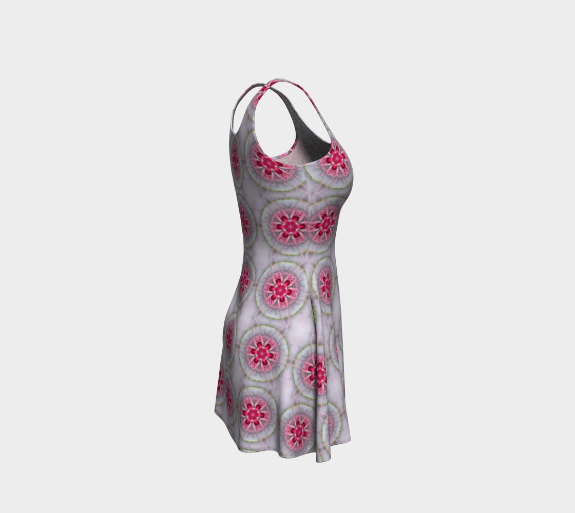 Silver and Pink Star Pattern Short Flared Dress
