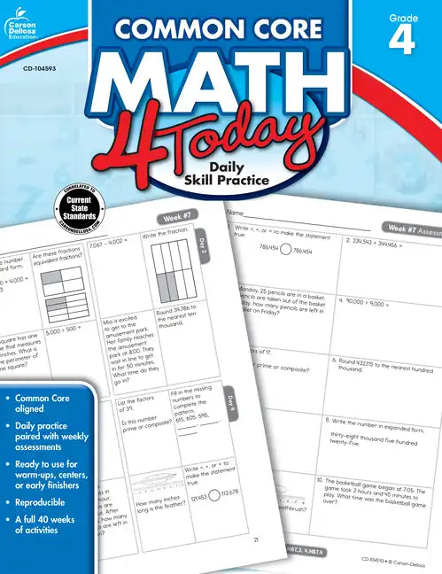 Common Core Math 4 Today, Grade 4: Daily Skill Practice Volume 7 - Paperback