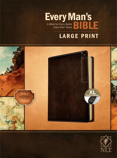 Every Man's Bible Nlt, Large Print, Deluxe Explorer Edition (Leatherlike, Rustic Brown, Indexed) - Imitation Leather