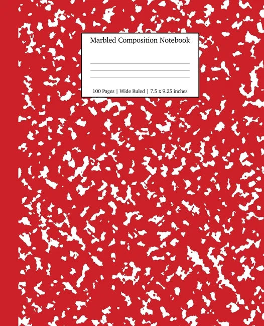 Marbled Composition Notebook: Red Marble Wide Ruled Paper Subject Book - Paperback