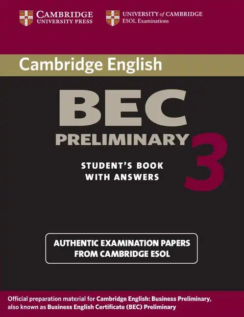 Cambridge Bec Preliminary 3 Student's Book with Answers - Paperback