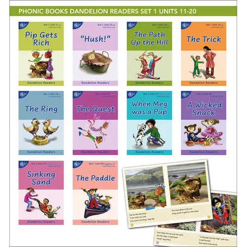 Phonic Books Dandelion Readers Set 1 Units 11-20 (Two-Letter Spellings Sh, Ch, Th, Ng, Qu, Wh, -Ed, -Ing, Le): Decodable Books for Beginner Readers Tw - Paperback