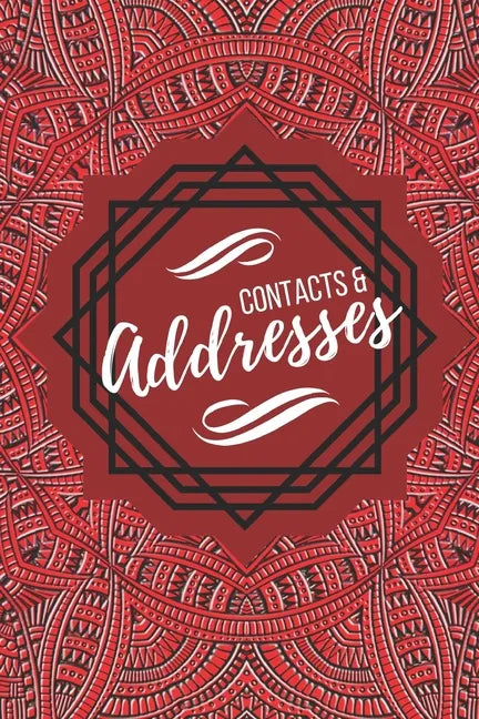 Contacts & Addresses: Geometric Design (Red, Black & White) Small 6" X 9" - Paperback