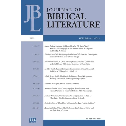 Journal of Biblical Literature 141.2 (2022) - Paperback