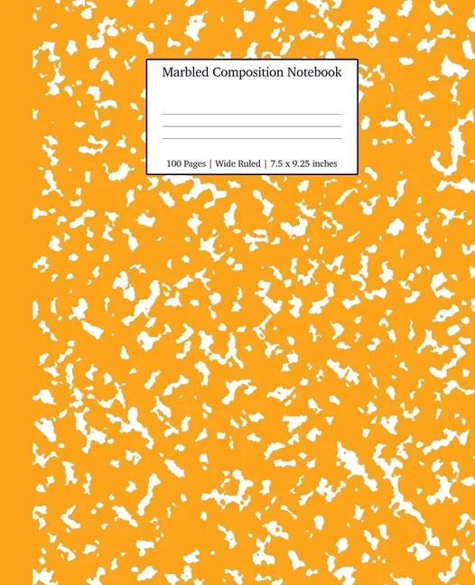 Marbled Composition Notebook: Orange Marble Wide Ruled Paper Subject Book - Paperback