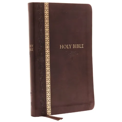 KJV, Thinline Bible, Standard Print, Imitation Leather, Brown, Indexed, Red Letter Edition, Comfort Print - Imitation Leather