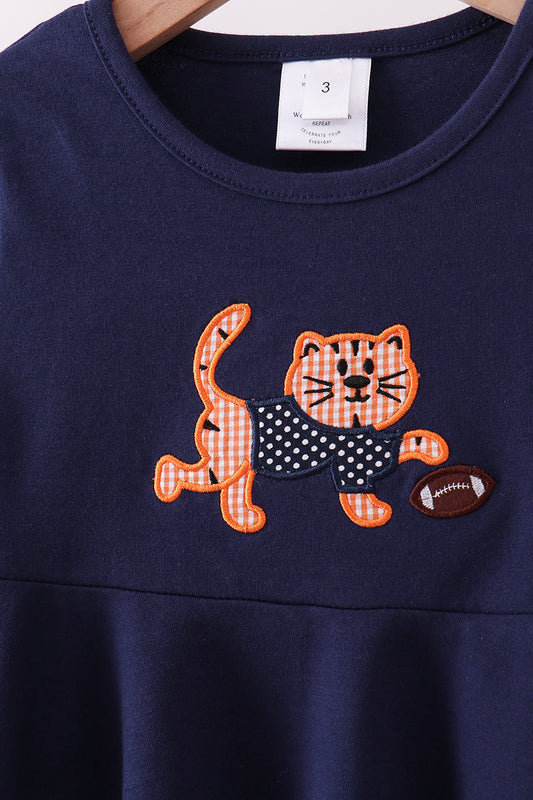 Premium Navy Auburn tiger applique dress