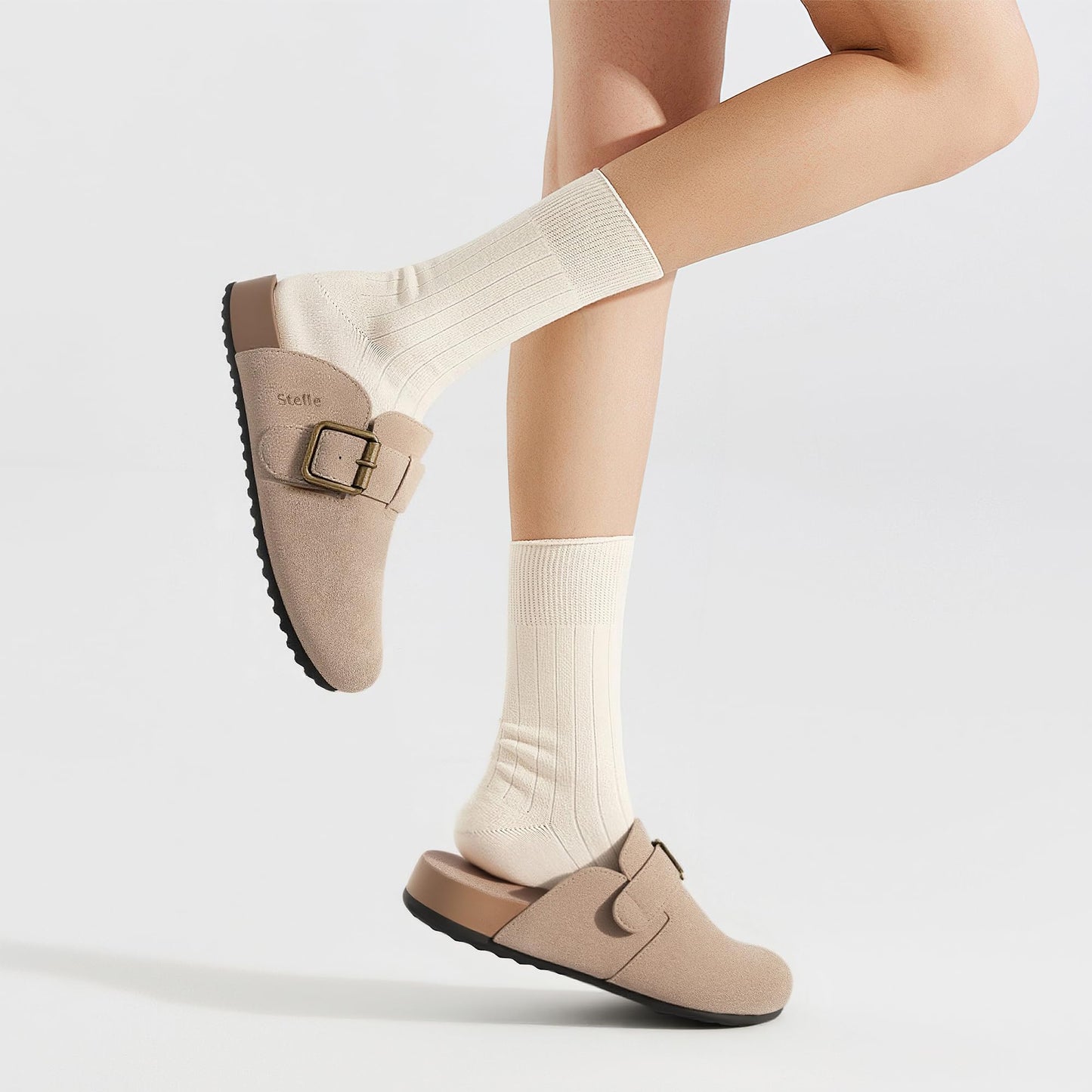 Stelle Suede Clogs for Women Men Potato Shoes with Arch Support Leather Cork Footbed Mules Slip on Home Slippers