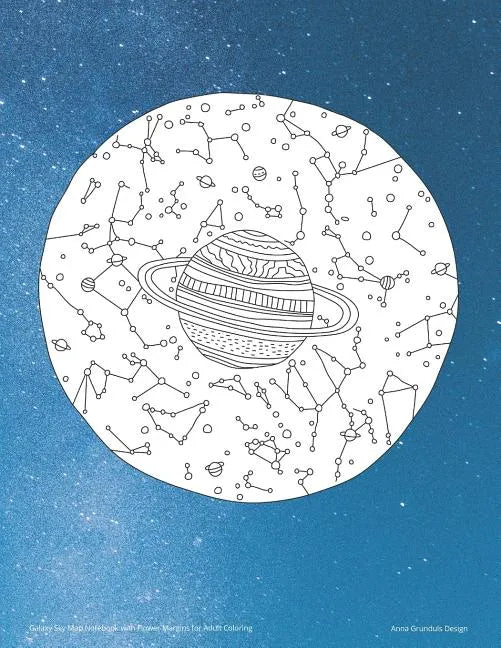 Galaxy Sky Map Notebook with Flower Margins for Adult Coloring - Paperback