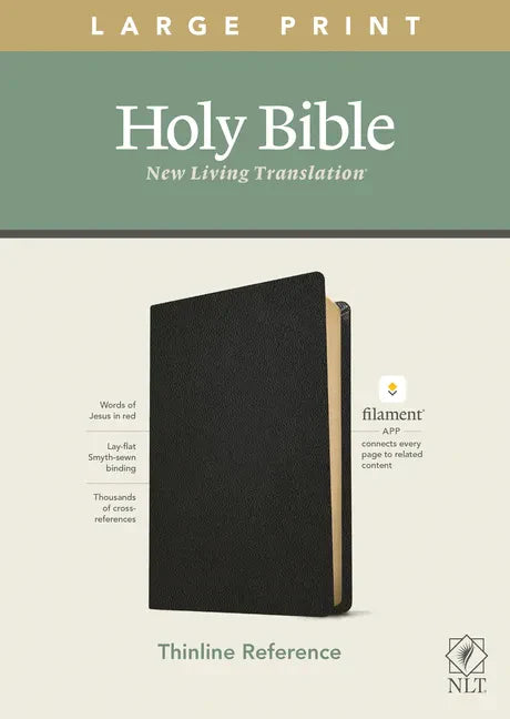 NLT Large Print Thinline Reference Bible, Filament Enabled Edition (Red Letter, Genuine Leather, Black) - Leather