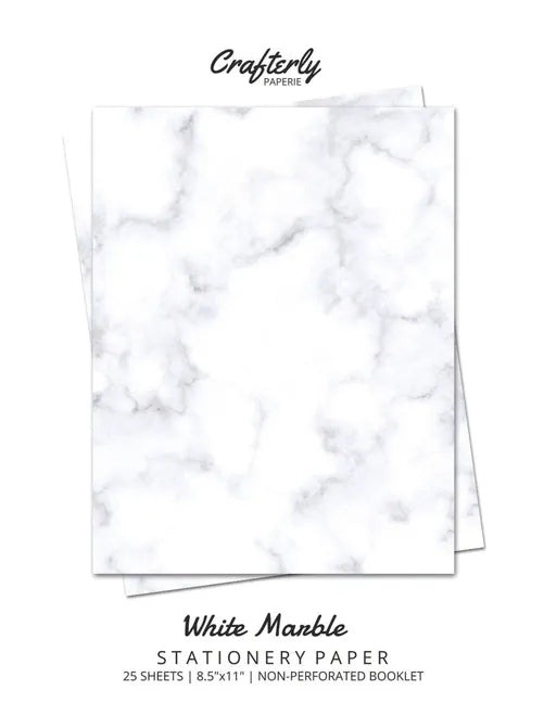 White Marble Stationery Paper: Cute Letter Writing Paper for Home, Office, Letterhead Design, 25 Sheets - Paperback