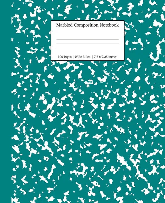 Marbled Composition Notebook: Teal Marble Wide Ruled Paper Subject Book - Paperback