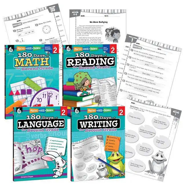 180 Days(tm) Reading, Math, Writing, & Language for Grade 2: 4-Book Set: Practice, Assess, Diagnose - Paperback