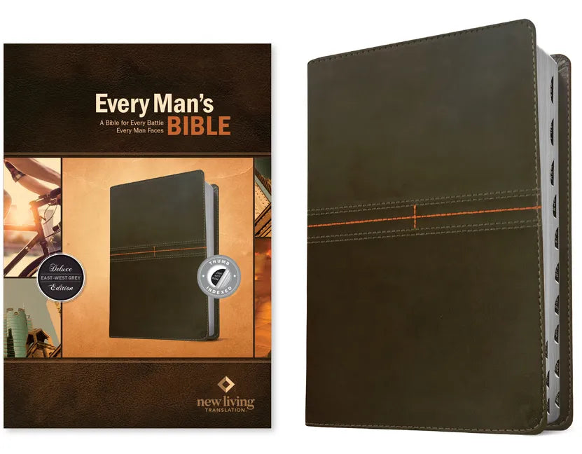 Every Man's Bible NLT (Leatherlike, East-West Grey, Indexed) - Imitation Leather