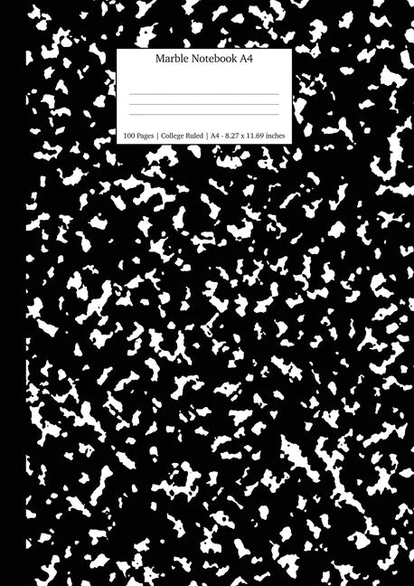 Marble Notebook A4: Black Marble College Ruled Journal - Paperback