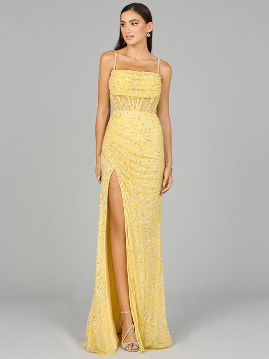 Elegant Corset Gown with Slit