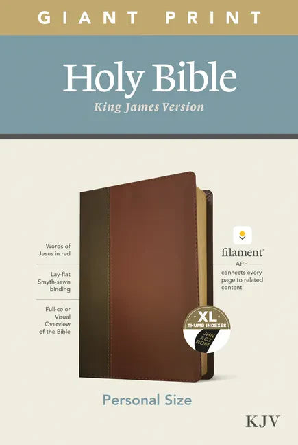 KJV Personal Size Giant Print Bible, Filament Enabled Edition (Leatherlike, Brown/Mahogany, Indexed) - Imitation Leather